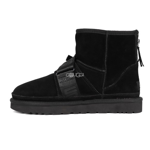 Мужские ультра короткие угги UGG Classic Ultra Mini Hybrid Strap Short Boots Black
