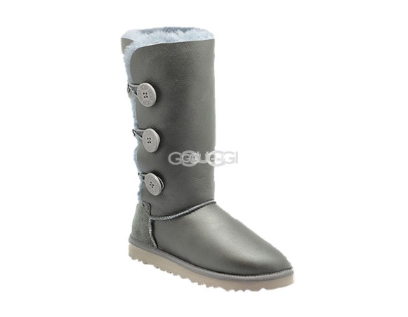 Женские угги с пуговицами Bailey Button Triplet Metallic Grey