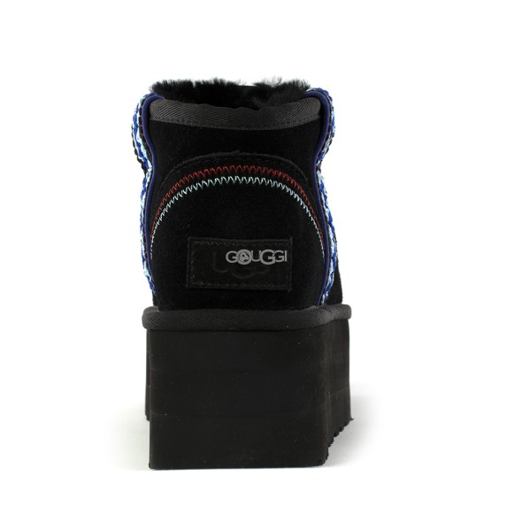 Женские мини угги на платформе UGG  Classic Mini Platform Black 1