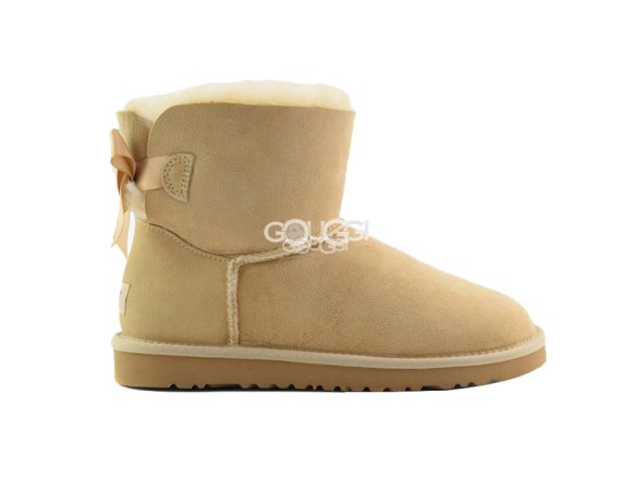 Женские мини угги с бантиками Mini Bailey Bow Sand 