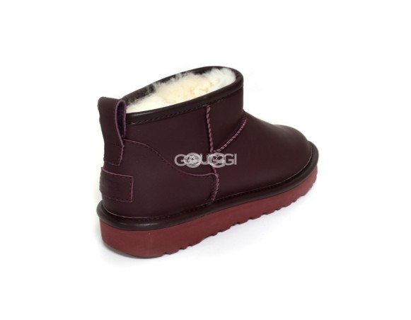 Женские кожаные ультра мини угги Ultra mini Leather Chocolate