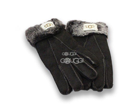 Меховые перчатки мужские Suede Black 