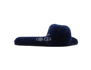 Fluff Slide Slippers Navy