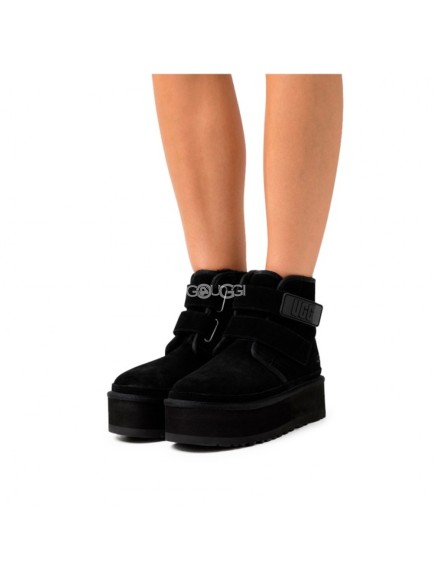 Женские короткие угги на платформе Ugg Classic Short Suede Platform Black